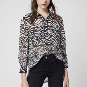 All Saints Black and White Zebra Print Blouse